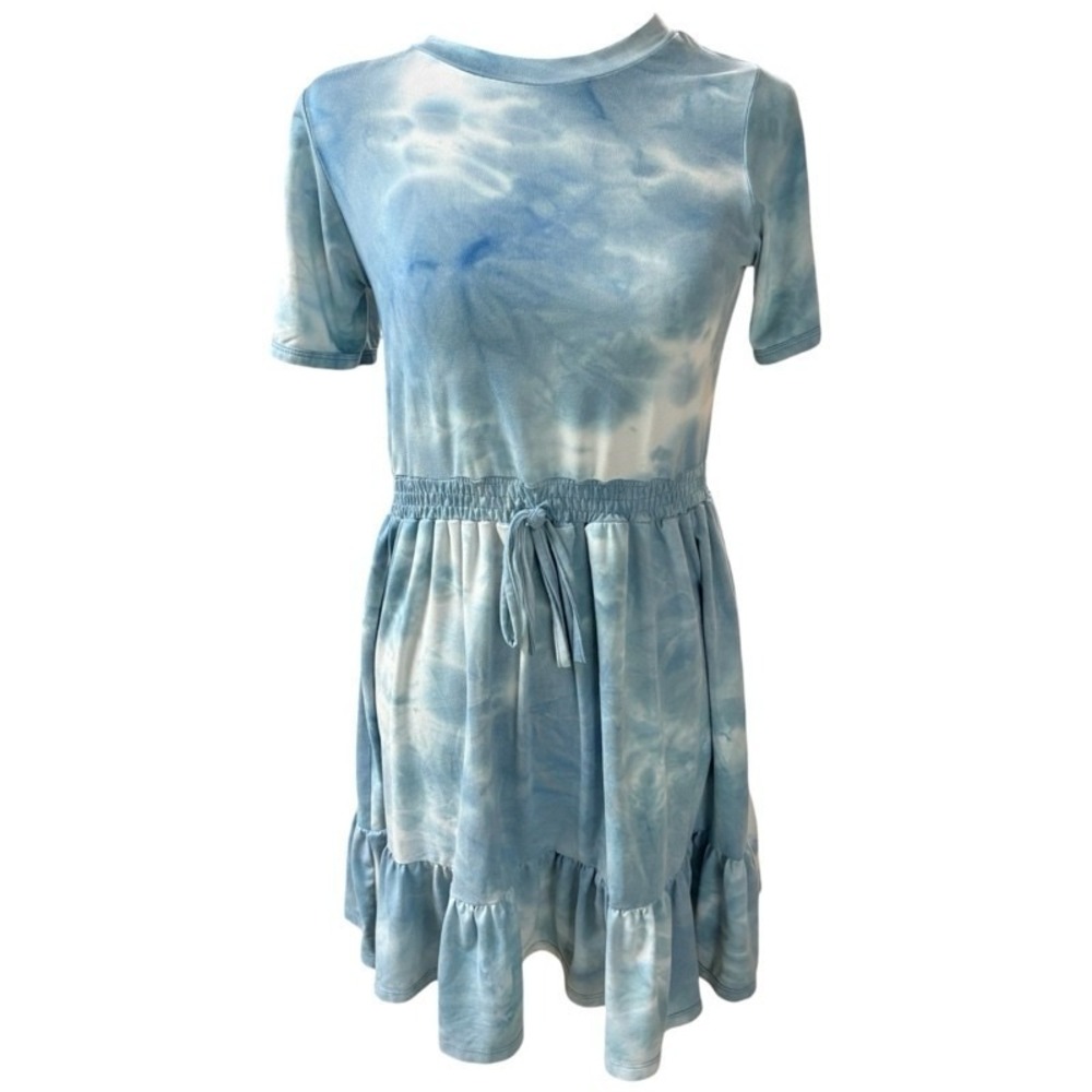 Girls Mabel + Honey Blue Tie Dye Short Sleeve‎ Dress Size 12